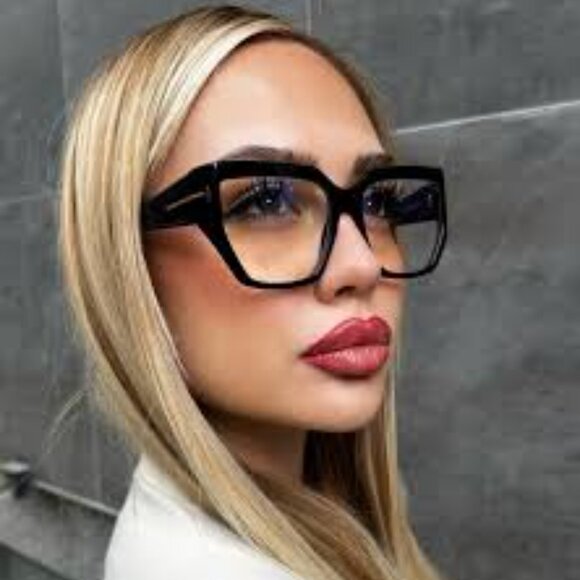 Tom Ford FT5951-B 001 Square Eyeglasses 54mm - Shiny Black/Blue Light block - Picture 2 of 9